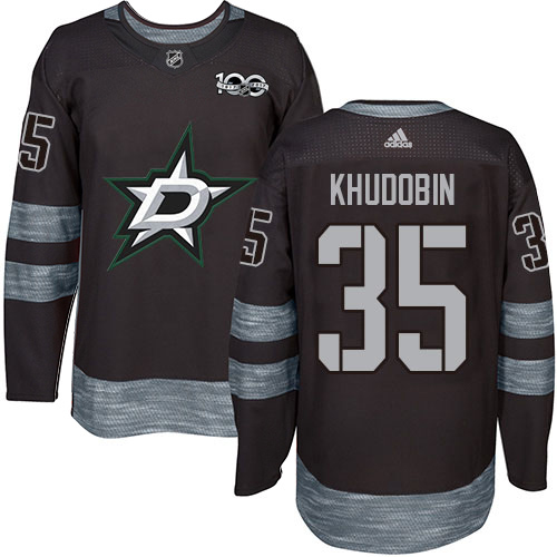 Adidas Men Dallas Stars #35 Anton Khudobin Black 1917-2017 100th Anniversary Stitched NHL Jersey